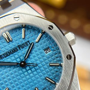 Dong Ho Audemars Piguet Royal Oak 77450 Nu Day Thep May Co Mat Xanh Bang OMF 34mm 7