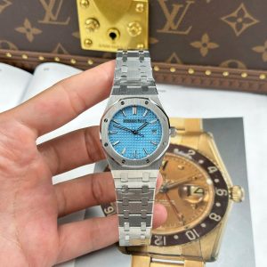Đồng Hồ Audemars Piguet Royal Oak 77450 Nữ Dây Thép Máy Cơ Mặt Xanh Băng OMF 34mm (6)