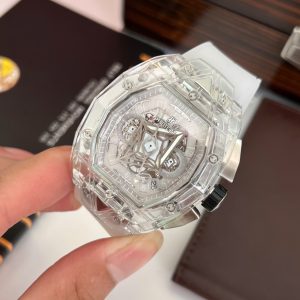 Dong Ho Hublot Fake Cao Cap Big Bang Sang Bleu Vo Trong Suot May Co Nhat 45mm 5