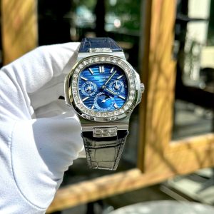 Đồng Hồ Patek Philippe Nautilus 5740G Chế Tác Nam Đính Đá Mặt Số Màu Xanh Dương 40mm (6)
