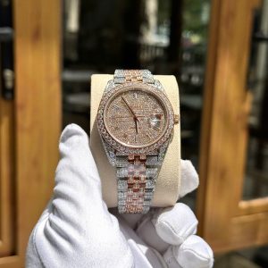 Đồng Hồ Rolex DateJust 126331 Chế Tác Bọc Vàng Thật Đính Full Đá Moissanite 41mm (4)