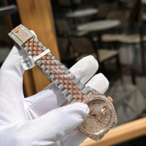 Đồng Hồ Rolex DateJust 126331 Chế Tác Bọc Vàng Thật Đính Full Đá Moissanite 41mm (4)