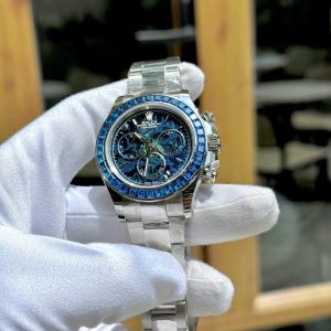 Đồng Hồ Rolex Daytona Arolla Challenge Chế Tác Đính Đá Xanh Blue Máy Thuỵ Sỹ 40mm (1)