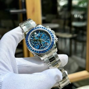 Đồng Hồ Rolex Daytona Arolla Challenge Chế Tác Đính Đá Xanh Blue Máy Thuỵ Sỹ 40mm (1)