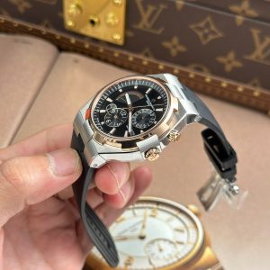 Dong Ho Vacheron Constantin Overseas Dual Time 47450 Day Cao Su Mau Den 9F 42mm 2