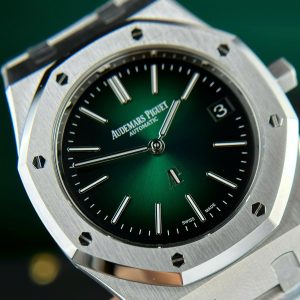 Đồng Hồ Audemars Piguet Chế Tác Royal Oak Jumbo Extra-thin 16202 Mặt Xanh Lá Bản Kỉ Niệm 50 Năm ZF 39mm (2)