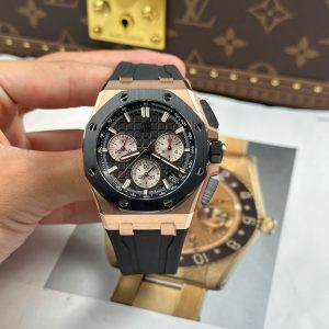 Đồng Hồ Audemars Piguet Chế Tác Royal Oak Offshore Chronograph 26420 Mạ Vàng Hồng Mặt Đen Xưởng APP 43mm (2)
