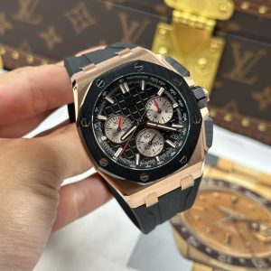 Đồng Hồ Audemars Piguet Chế Tác Royal Oak Offshore Chronograph 26420 Mạ Vàng Hồng Mặt Đen Xưởng APP 43mm (2)