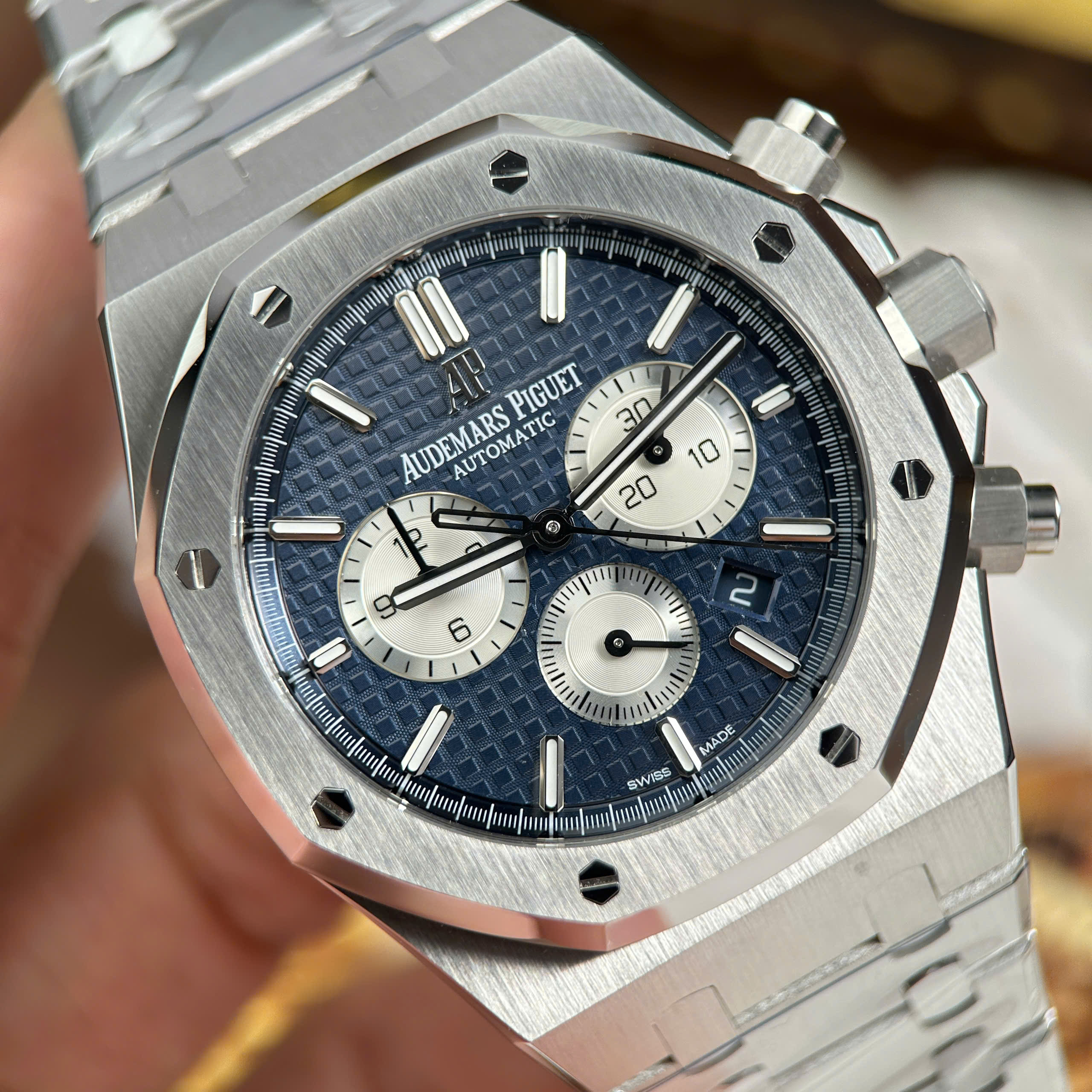 Đồng Hồ Audemars Piguet Royal Oak Chronograph 26331ST Chế Tác Xưởng APS Mặt Xanh 41mm (15) Dong Ho Audemars Piguet Royal Oak Chronograph 26331ST Che Tac Xuong APS Mat Xanh 41mm 15