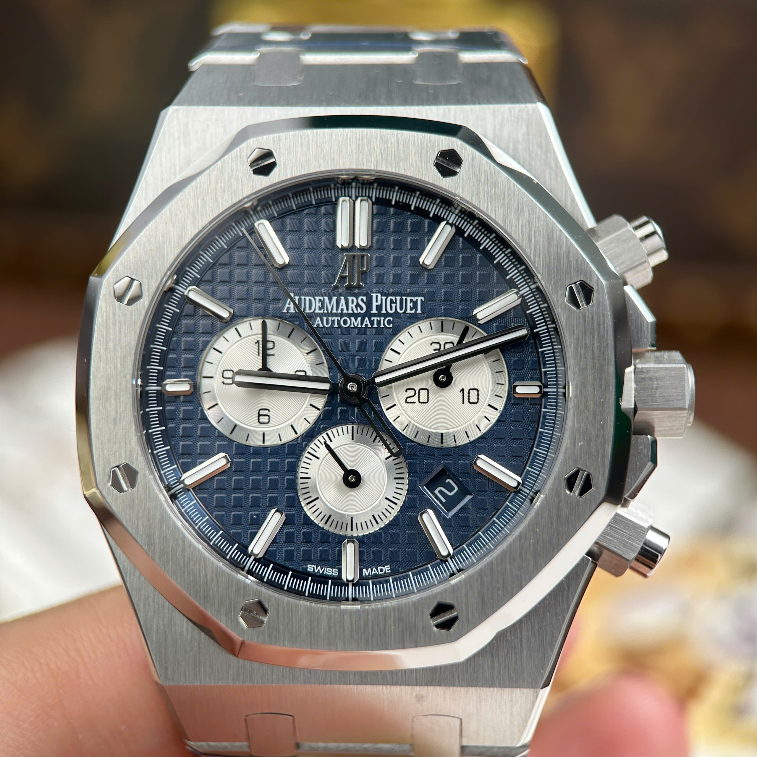 Đồng Hồ Audemars Piguet Royal Oak Chronograph 26331ST Chế Tác Xưởng APS Mặt Xanh 41mm (16) Dong Ho Audemars Piguet Royal Oak Chronograph 26331ST Che Tac Xuong APS Mat Xanh 41mm 16