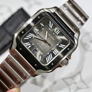 Đồng Hồ Cartier Santos Replica 11 Mặt Xám Viền Gốm Nhà Máy BV 39 (2)