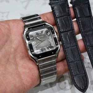 Đồng Hồ Cartier Santos Replica 11 Mặt Xám Viền Gốm Nhà Máy BV 39 (2)