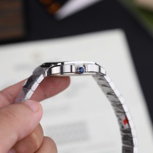 Đồng Hồ Nữ Cartier Santos Replica 11 Mặt Xanh Blue Máy Cơ Tự Động Xưởng BV 35mm (2)