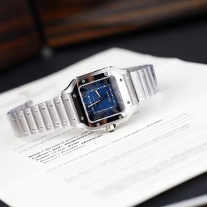 Đồng Hồ Nữ Cartier Santos Replica 11 Mặt Xanh Blue Máy Cơ Tự Động Xưởng BV 35mm (2)