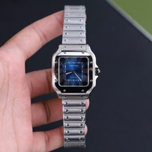 Đồng Hồ Nữ Cartier Santos Replica 11 Mặt Xanh Blue Máy Cơ Tự Động Xưởng BV 35mm (2)