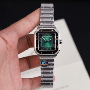 Đồng Hồ Nữ Cartier Santos Replica 11 Mặt Xanh Lá Cây Máy Cơ Tự Động Xưởng BV 35mm (2)