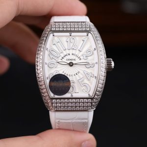 Đồng Hồ Nữ Franck Muller V32 Chế Tác Màu Trắng Đính Full Đá Nhà Máy ABF 36mm (2)
