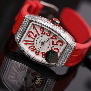 Đồng Hồ Nữ Franck Muller V32 Replica 11 Màu Đỏ Đính Full Đá Nhà Máy ABF 36mm (2)
