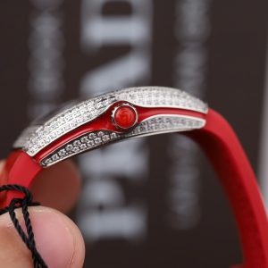 Đồng Hồ Nữ Franck Muller V32 Replica 11 Màu Đỏ Đính Full Đá Nhà Máy ABF 36mm (2)