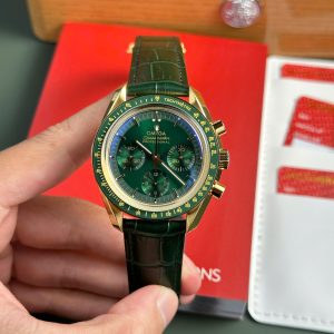 Đồng Hồ Omega SpeedMaster MoonWatch Chế Tác Mặt Xanh Lá Cây Dây Da Xưởng OM 42mm (2)