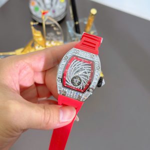 Đồng Hồ Richard Mille Chế Tác RM51-02 Màu Đỏ Máy Cơ Đính Đá Baguette 40mm (1)