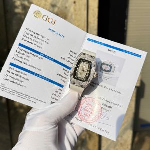 Đồng Hồ Richard Mille RM007 Màu Trắng Chế Tác Đính Full Đá Moissanite HongKong 32x38mm (2)