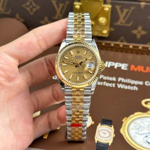 Đồng Hồ Rolex DateJust 126231 Chế Tác Màu Demi Vàng Mặt Xếp Gạch Cọc Số Dạ Quang VSF 36mm (2)