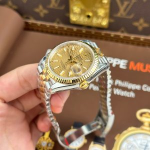 Đồng Hồ Rolex DateJust 126231 Chế Tác Màu Demi Vàng Mặt Xếp Gạch Cọc Số Dạ Quang VSF 36mm (2)