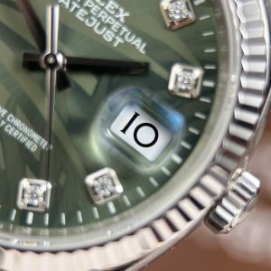 Đồng Hồ Rolex DateJust 126234 Chế Tác Mặt Xanh Họa Tiết Lá Cây Cọc Số Đá VSF 36mm (2)