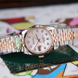 Đồng Hồ Rolex DateJust Chế Tác Mạ Vàng Hồng Mặt Khảm Xà Cừ 36mm (2)