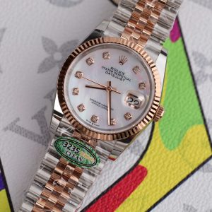 Đồng Hồ Rolex DateJust Chế Tác Mạ Vàng Hồng Mặt Khảm Xà Cừ 36mm (2)