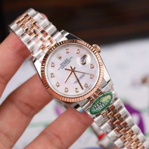 Đồng Hồ Rolex DateJust Chế Tác Mạ Vàng Hồng Mặt Khảm Xà Cừ 36mm (2)