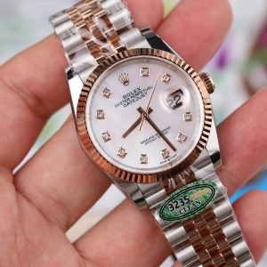 Đồng Hồ Rolex DateJust Chế Tác Mạ Vàng Hồng Mặt Khảm Xà Cừ 36mm (2)
