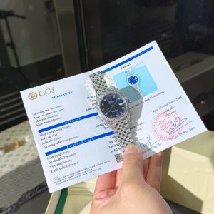 Đồng Hồ Rolex DateJust Chế Tác Mặt Xanh Dương Đính Full Đá Moissanite HongKong 41mm (2)