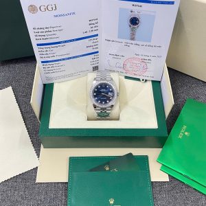 Đồng Hồ Rolex DateJust Chế Tác Mặt Xanh Dương Viền Đính Đá Moissnaite Xưởng Clean 41mm (10)