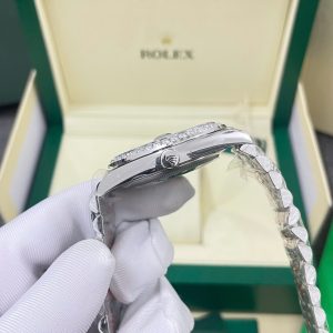 Đồng Hồ Rolex DateJust Chế Tác Mặt Xanh Dương Viền Đính Đá Moissnaite Xưởng Clean 41mm (10)