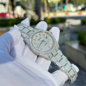 Đồng Hồ Rolex DateJust Nam Chế Tác Đính Full Đá Moissanite Hong Kong 41mm (2)