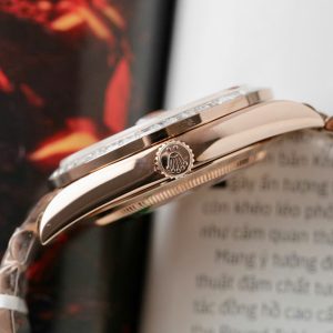 Đồng Hồ Rolex Day-Date Chế Tác Phủ Vàng Hồng Đính Đá Moissanite Hong Kong GMF 40mm (2)