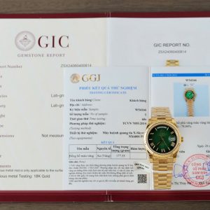 Đồng Hồ Rolex Day-Date Mặt Xanh Lá Ombre Chế Tác Phủ Vàng 18K Nhà Máy GM 40mm (2)