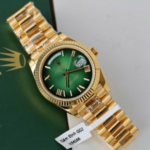 Đồng Hồ Rolex Day-Date Mặt Xanh Lá Ombre Chế Tác Phủ Vàng 18K Nhà Máy GM 40mm (2)