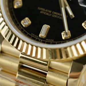 Đồng Hồ Rolex Replica Cao Cấp Day-Date Mặt Đen Cọc Số Đính Đá GMF 40mm (2)