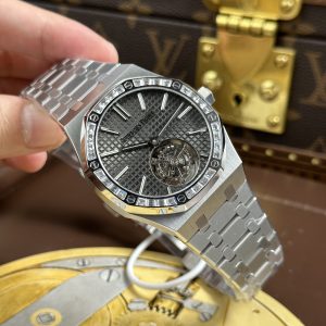 Đồng Hồ Audemars Piguet Chế Tác Royal Oak Selfwinding Flying Tourbillon 26730BC Mặt Xám Đính Đá Baguette 41mm (2)