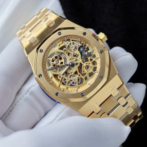 Đồng Hồ Audemars Piguet Replica 11 Royal Oak Jumbo Extra-thin Openworked 16204 Mặt Lộ Cơ Mạ Vàng Xưởng ZF 39mm (2)