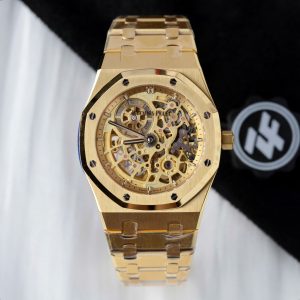 Đồng Hồ Audemars Piguet Replica 11 Royal Oak Jumbo Extra-thin Openworked 16204 Mặt Lộ Cơ Mạ Vàng Xưởng ZF 39mm (2)