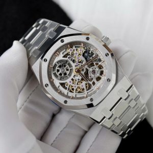 Đồng Hồ Audemars Piguet Royal Oak Jumbo Extra-thin Openworked 16204 Rep 11 Mặt Lộ Cơ Màu Trắng Nhà Máy ZF 39mm (2)