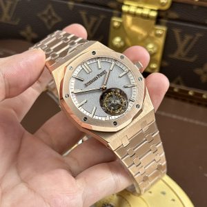Đồng Hồ Audemars Piguet Royal Oak Selfwinding Flying Tourbillon 26730OR Replica 11 Mạ Vàng Hồng Mặt Xám 41mm (2)