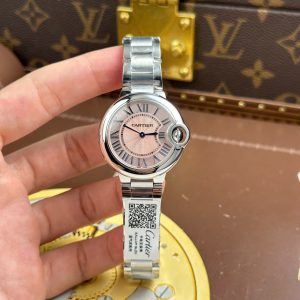 Đồng Hồ Cartier Ballon Bleu Rep Cao Cấp Nữ Mặt Hồng Máy Pin Thụy Sỹ Nhà Máy AF 33mm (2)