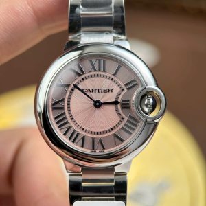 Đồng Hồ Cartier Ballon Bleu Rep Cao Cấp Nữ Mặt Hồng Máy Pin Thụy Sỹ Nhà Máy AF 33mm (2)