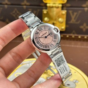 Đồng Hồ Cartier Ballon Bleu Rep Cao Cấp Nữ Mặt Hồng Máy Pin Thụy Sỹ Nhà Máy AF 33mm (2)