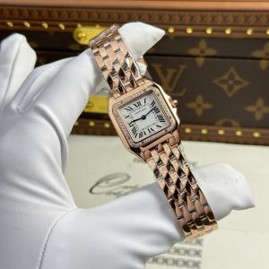 Đồng Hồ Cartier Panthere Nữ Chế Tác Mặt Trắng Máy Pin Thụy Sỹ Xưởng BV 27x36mm (2)